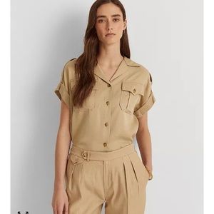 Lauren Ralph Lauren Twill Short-Sleeve Shirt XL New With Tag